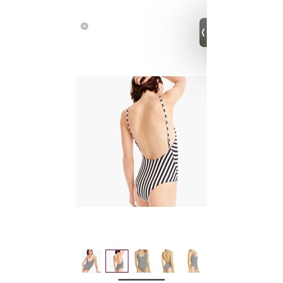 J. Crew Stripe Paneled V-Neck One-Piece Swimsuit Size 6 - Picture 2 of 11